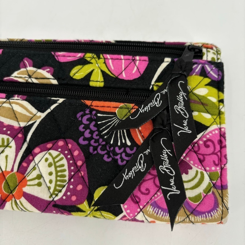 Vera Bradley Clutch Wallet Pirouette Pink Floral Quilted Snap Flap 8 Inch - Picture 7 of 9